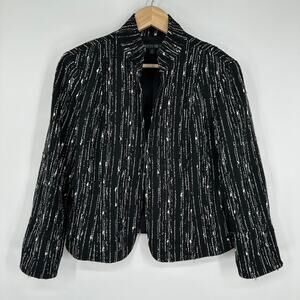 LAFAYETTE 148 Textured Tweed Jacket Black White Wool Blend Blazer